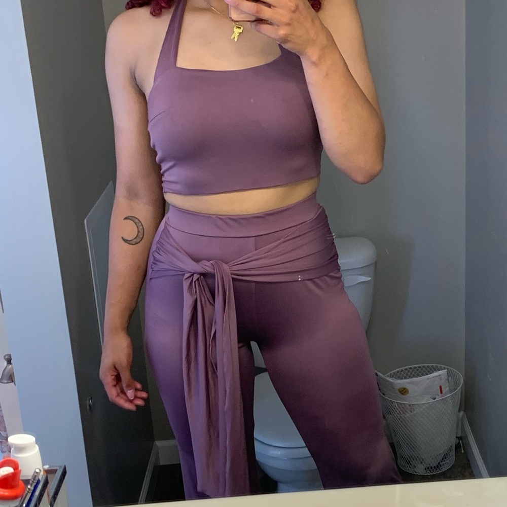 70’s Lilac Halter Top Tie Pants Set